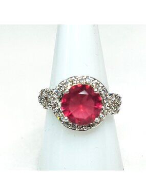 Pink Ring, NWOT, Size 7, pink stone, silver color band